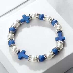 Blue Cross Bracelet - New